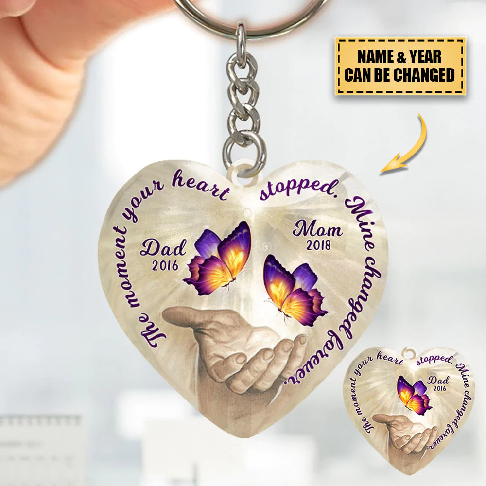 The Moment Your Heart Stopped, Mine Changed Forever Custom Memorial Acrylic Keychain Ntk28feb22dd4