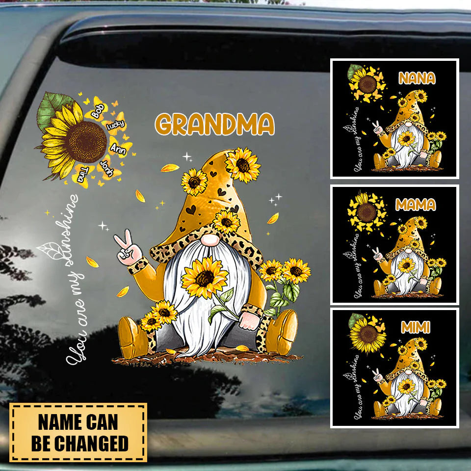 Sunflower Grandma- Mom doll, You Are My Sunshine Nana Personalized Decal