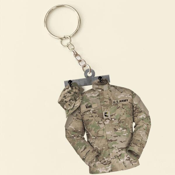 U.S Army Name And Rank Personalized Cut Keychain Gift For Veteran KCH-00028