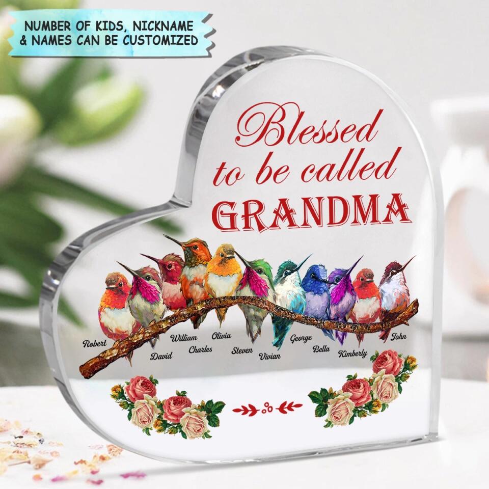 Personalized Heart-shaped Acrylic Plaque - Gift For Grandma - Blessed To Be Called Grandma