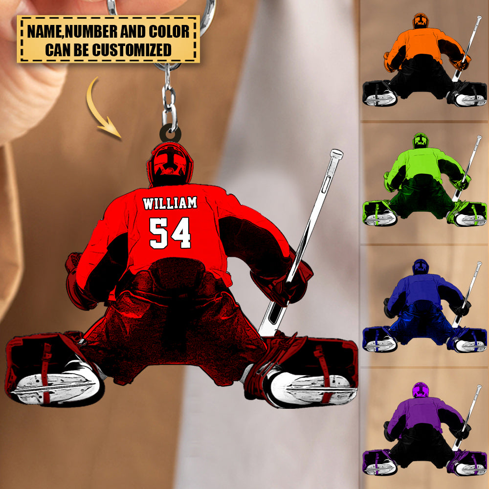 Personalized Ice Hockey Player Arcylic Keychain for Hockey Lovers