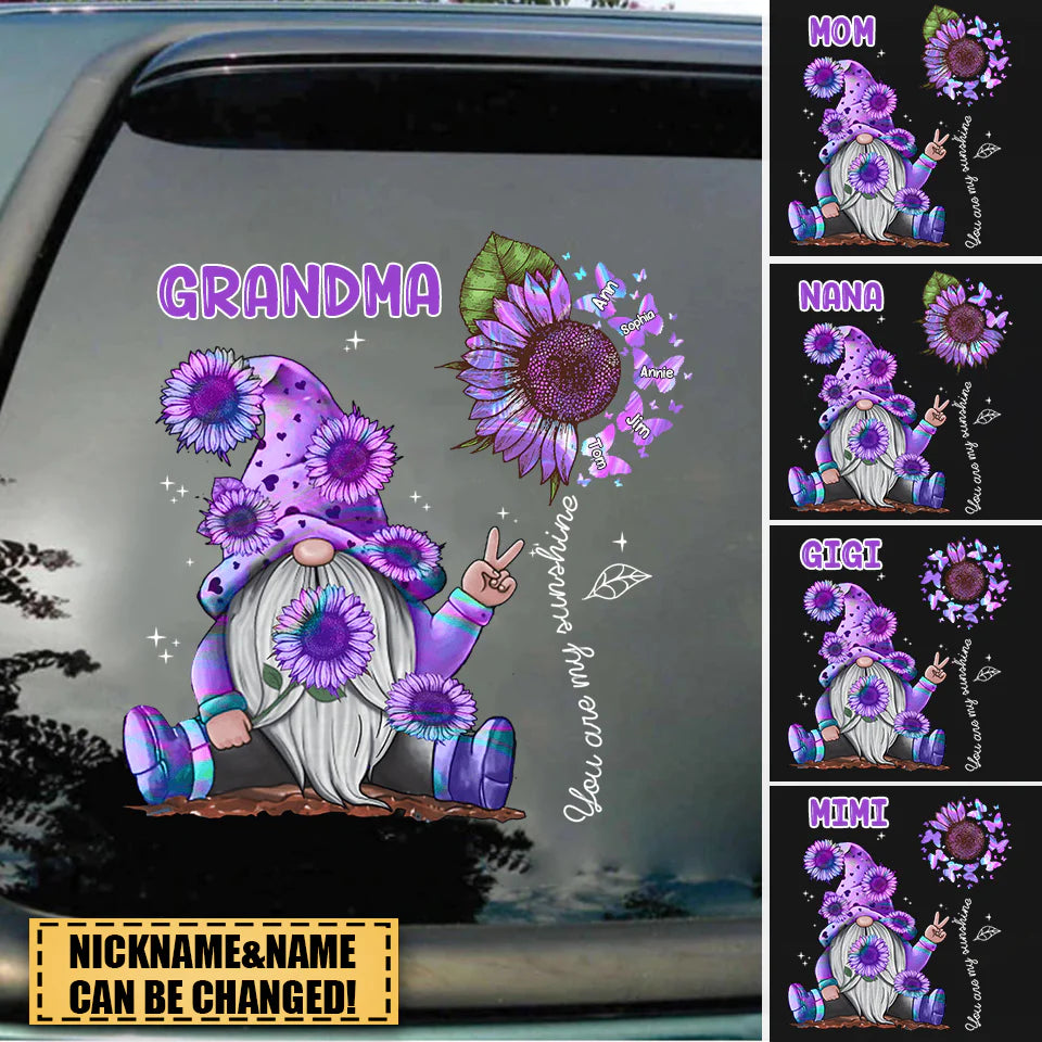 You Are My Sunshine -Hologram Sunflower Grandma- Mom doll Personalized Decal