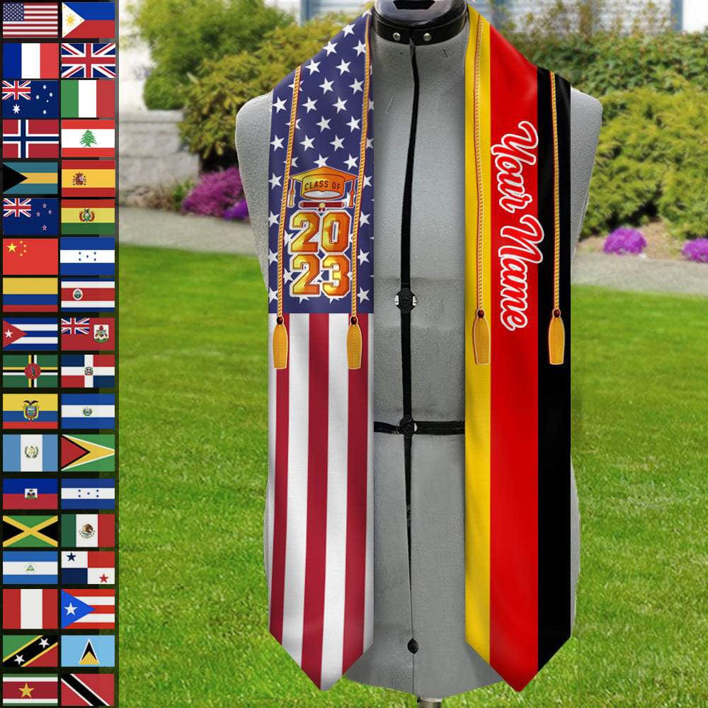 Country Flag Class of 2023 Stoles Sash, Graduation Gift, Senior Gift